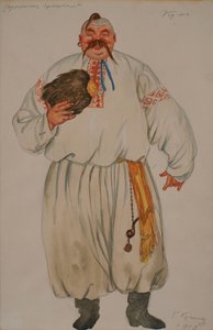Kostümentwurf für die Oper Der Jahrmarkt von Sorotschinzi von Modest Mussorgski, 1919 von Boris Mikhailovich Kustodiev
