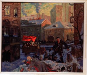 Oktober 1917 in Petrograd von Boris Mikhailovich Kustodiev