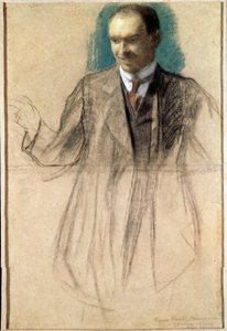 Porträt des Künstlers Kusma Petrov Vodkin von Boris Mikhailovich Kustodiev