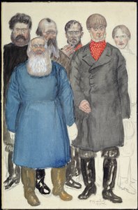 Kostümentwurf für das Theaterstück Wölfe und Schafe von Alexander Ostrowski von Boris Mikhailovich Kustodiev