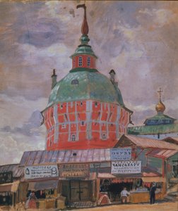 Der Rote Turm im Dreifaltigkeitskloster von St. Sergius, 1912 von Boris Mikhailovich Kustodiev