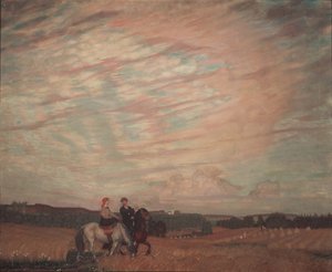 Selbstporträt mit der Frau zu Pferd, 1915