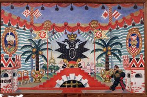 Bühnenbild für das Theaterstück Der Floh von E. Zamyatin, 1925-1926