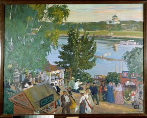 Spaziergang an der Wolga von Boris Mikhailovich Kustodiev