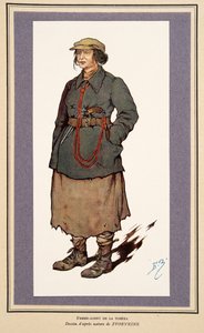Weiblicher Geheimagent aus Histoire des Soviets, veröffentlicht 1922 (farbige Lithographie) von Boris Vasilievich Zvorykin