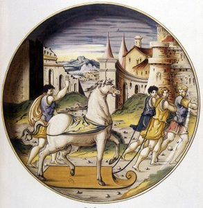 Das Trojanische Pferd - in „Collection of Italian faiences of the XV, XVI and 17th centuries“, entworfen von Carle Delange und Borneman von Bornemann Bornemann