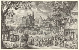Bauernkirmes vor der Waage auf dem Dorfplatz von Boëtius Adamsz. Bolswert