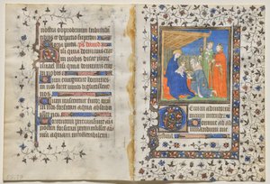 Bifolio aus einem Stundenbuch: Anbetung der Könige (recto)