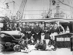 Offiziere an Bord der HMS Eclipse, um 1888