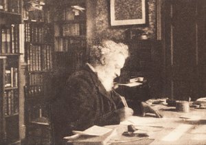 William Morris in seiner Bibliothek im Kelmscott House, Hammersmith von British Photographer
