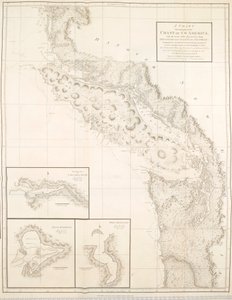 Eine Karte, die einen Teil der Küste Nordwestamerikas zeigt
