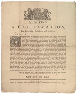 Eine Proklamation zur Unterdrückung der Rebellion..., 23. August 1775