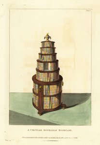 Ein kreisförmiges bewegliches Bücherregal