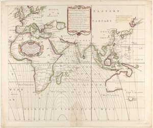 Eine neue und korrekte Seekarte der ganzen Welt, die die Variationen des Kompasses zeigt, wie sie im Jahr 1700 gefunden wurden von British School