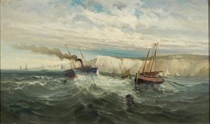 Brechende Wellen an den weißen Klippen von Dover von British School