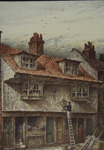 Häuser am Saffron Hill, London, zwischen Holborn und Clerkenwell, ca. 1883 von British School
