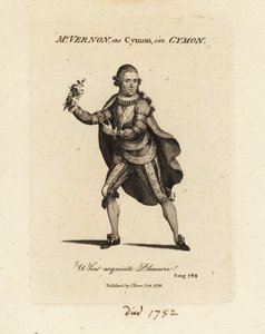 Mrs Joseph Vernon als Cymon singend Thomas Arnes Kantate Cymon und Iphigenia von British School