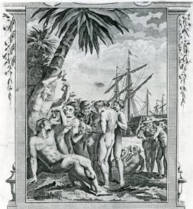 Das erste Treffen von Christoph Kolumbus mit den Ureinwohnern Amerikas