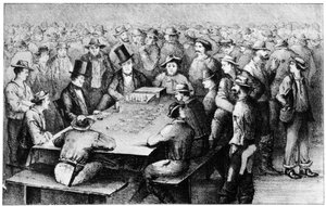 Glücksspiel in den Minen, Faro, Kalifornien, 19. Jahrhundert, 1937 von Britton and Rey