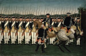 Friedrich II (1712-86) mit dem Hessen-Garde-Regiment von Brock