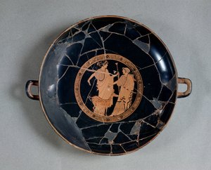 Innenraum eines Dachbodens mit Apollo und Artemis, ca. 495-490 v. Chr. von Brygos Painter