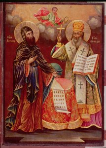 Ikone von St. Kyrill (826-69) und St. Methodius (ca. 815-85) 1862 von Bulgarian School