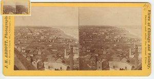 Stereofotografie des Blicks nach Norden vom Wasserturm nach dem Brand von Chicago 1871, 1871 von Burke and Koretke Burke and Koretke