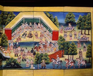 Verdienstszene, Seite aus einem Manuskript von Burmese School