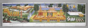 Palastszene, Szenen aus dem Leben Buddhas (Pergament) von Burmese School