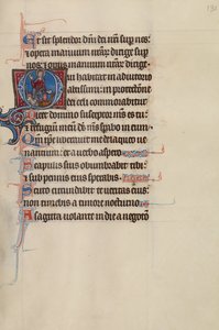 Initiale O: Christus auf dem Thron mit einem Drachen und einem Löwen zu seinen Füßen