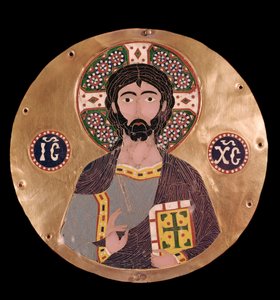 Byzantinische Kunst: „Christus Pantokrator“ (Christus in Herrlichkeit) Emaille des 10. Jahrhunderts