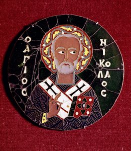 Byzantinische Kunst: Darstellung des Heiligen Nikolaus von Myra (oder Bari) (4. Jahrhundert) Email des 10. Jahrhunderts