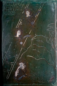 Jakob sieht im Traum die Engel auf der Bronzetürkachel, hergestellt in Konstantinopel im Jahr 1076. Monte Sant