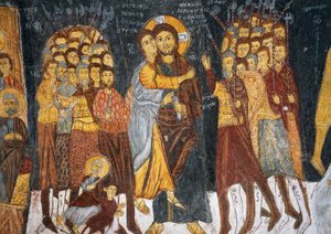 Kuss des Judas, Byzantinisches Fresko (1212), Gulsehir Karsi Kilise (Kirche des Heiligen Johannes), Göreme (UNESCO-Welterbe) von Byzantine