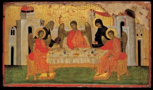 Die Gastfreundschaft Abrahams, Altes Testament Dreifaltigkeit, ca. 1380