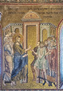 Das Wunder der Heilung des Besessenen, byzantinisches Mosaik, Episoden aus dem Leben Christi, XII-XIII. Jahrhundert