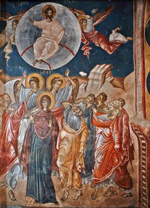 Die Auferstehung - Malerei von Damiane (aktiv im 14. Jahrhundert) - 14. Jahrhundert - Fresko - St. Georgs Kloster, Ubisi