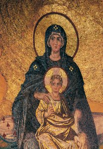 Jungfrau und Kind auf dem Thron (Mosaik) von Byzantine Byzantine