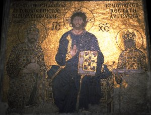 Christus Pantokrator zwischen Kaiser Konstantin IX. Monomachos und der Kaiserin Zoe, ca. 1020