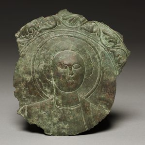 Türplakette mit dem Kopf eines Heiligen, 500er Jahre von Byzantine School