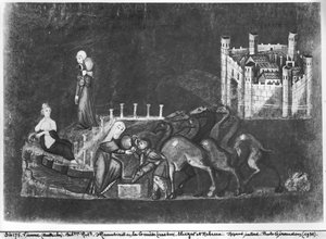 Gr 31 fol.7r Rebekka und Eliezer am Brunnen, aus der Wiener Genesis von Byzantine School