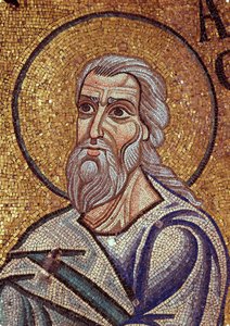 Der Prophet Habakuk (7. Jahrhundert v. Chr.). Werk eines byzantinischen Meisters, Mosaik, Detail der Dekoration der Basilika San Marco in Venedig (Italien)