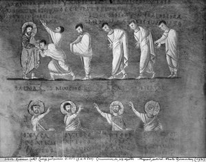 Die Kommunion von sechs Aposteln, aus dem Codex Purpureus