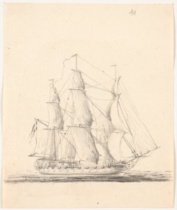 Marineschiff unter vollen Segeln