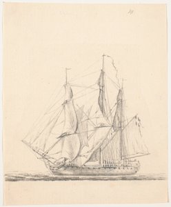 Marineschiff unter vollen Segeln von C.A. Lorentzen