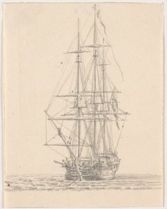 Marineschiff mit gerefften Segeln von C.A. Lorentzen