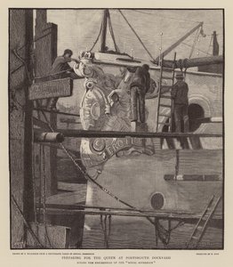 Vorbereitungen für Königin Victoria im Hafen von Portsmouth von C.A. Wilkinson