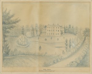High Offley - Hill Hall: Bleistift- und Waschzeichnung