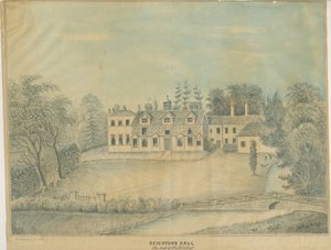 Seighford Hall (kolorierte Waschzeichnung) von C.B Ash