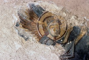 Engel, Fresko in der byzantinischen Kirche Agios Georgios, Apodoulou, Kreta, Griechenland (Foto)